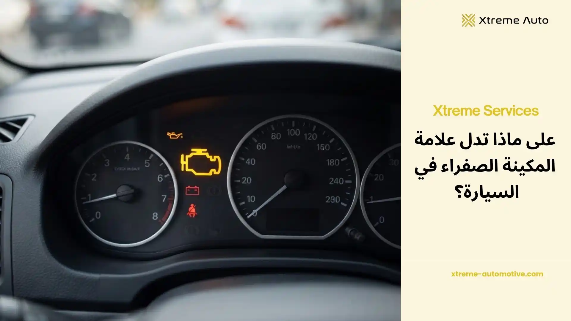 علامة المكينة الصفراء في السيارة